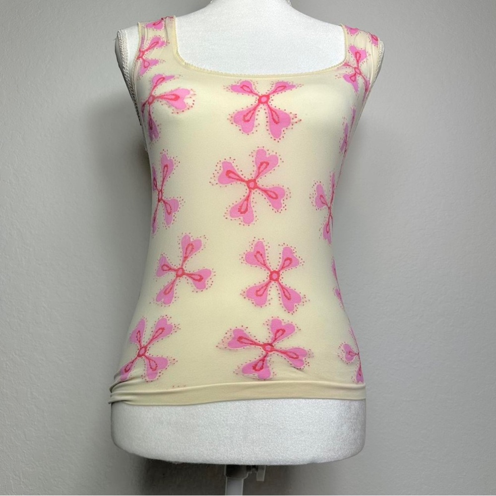 Fun pink and cream floral print sisley top, made in italy